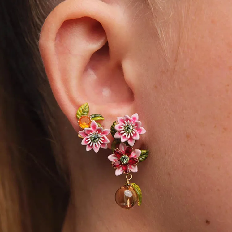 LES NEREIDES Gold Plated Stud Earrings Women's Pink-2