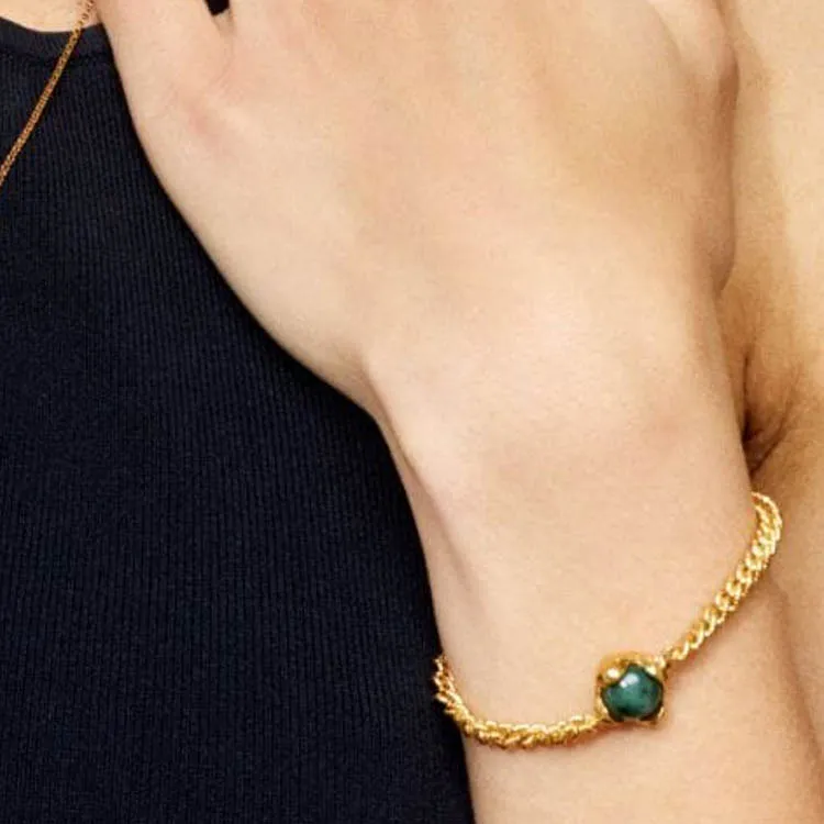 Alighieri 24kt Yellow Gold Plated The Emerald Of Adventure Bracelet-2