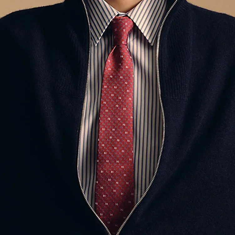 HERMES Mulberry Silk Ties Men's Red-1