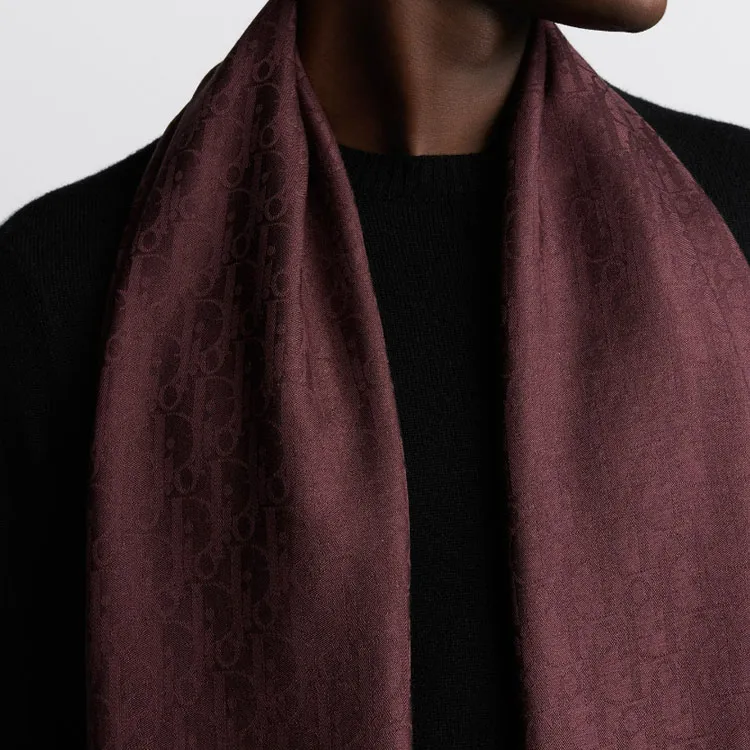 DIOR Wool Shawls Men's Burgundy-2