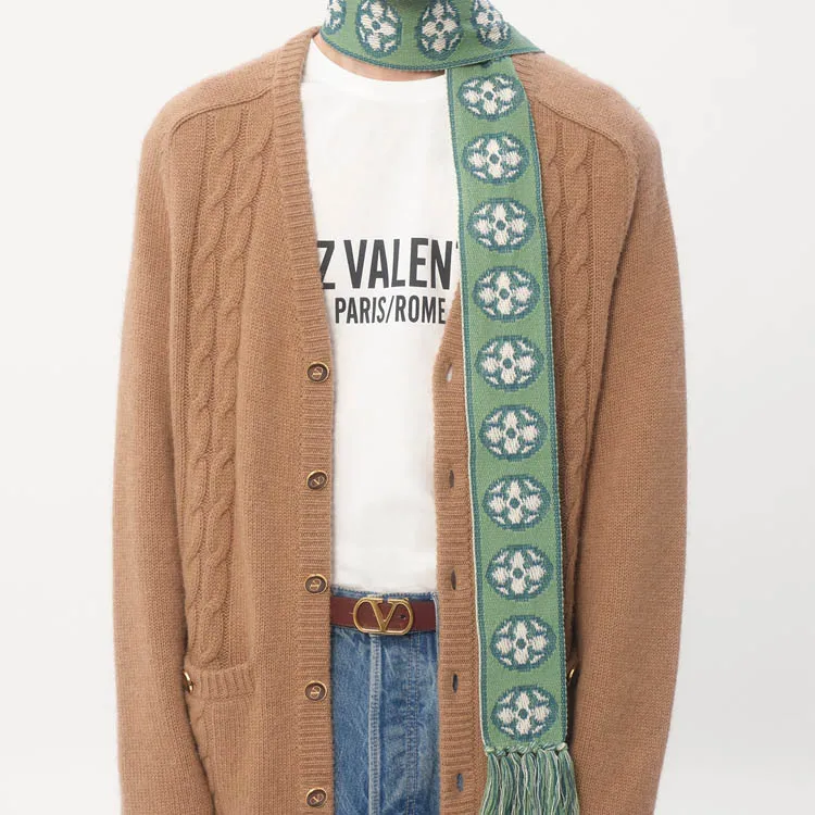 Valentino Cotton Knit Scarves Men's Green-2