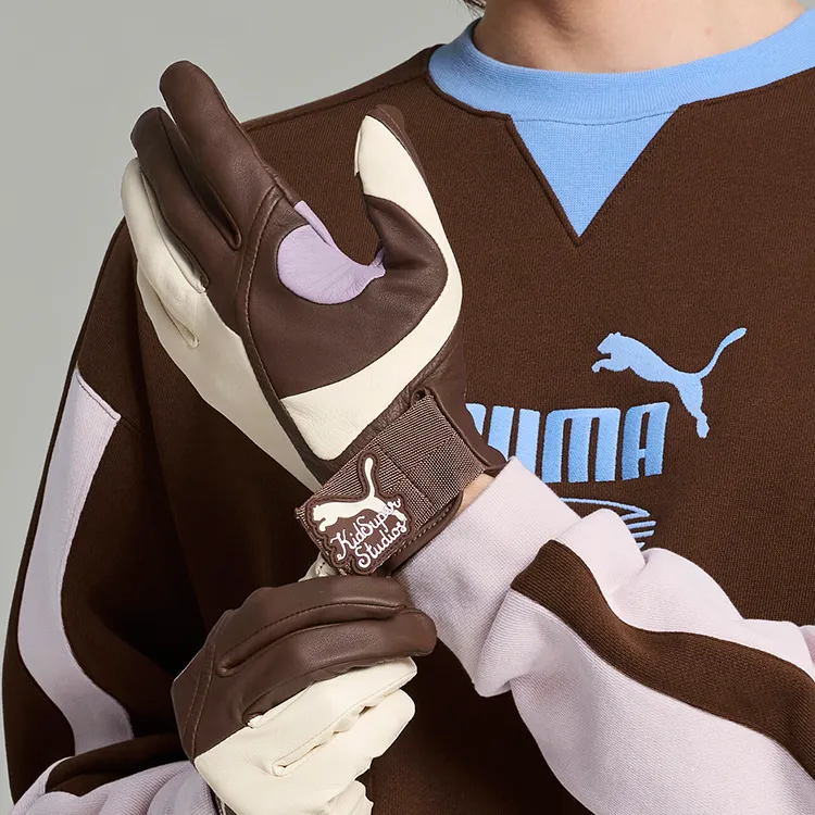PUMA Full Grain Sheepskin Gloves Men's Brown/White-2