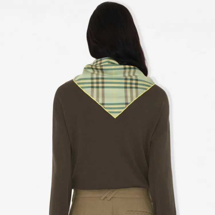 Burberry Silk Silk Scarves Unisex Green-3