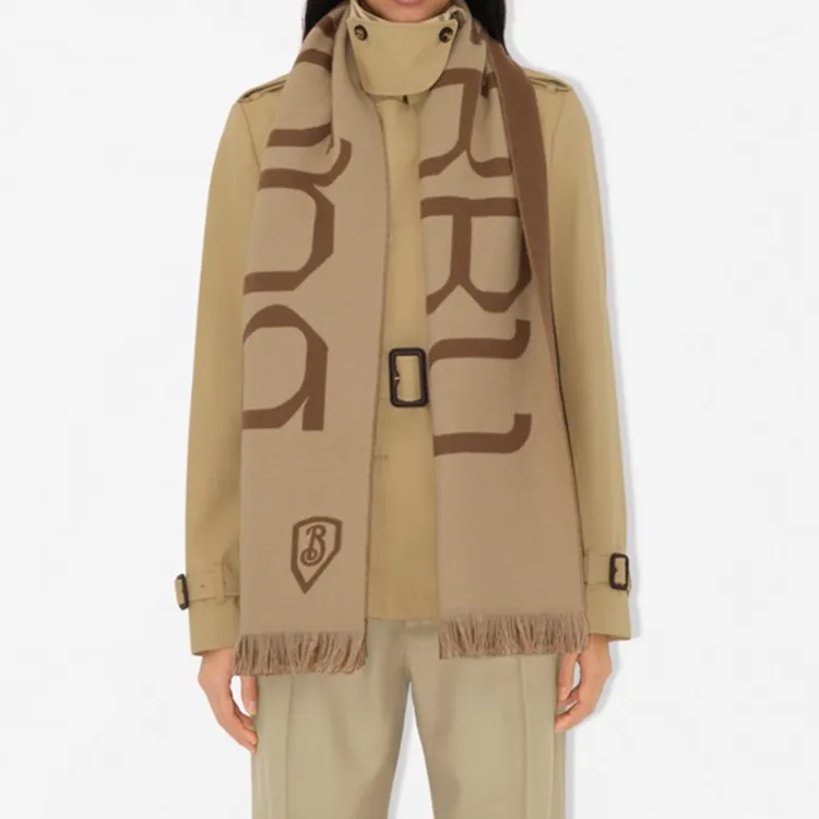 Burberry Logo Jacqaurd Frayed Edge Scarf-4