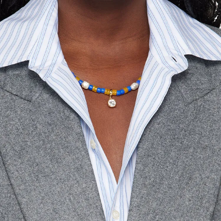 WALES BONNER Glass Necklaces Women's Yellow/Blue-2