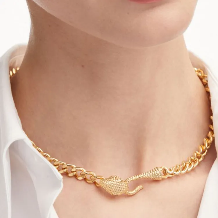 Oscar De La Renta Snake Head Chain link Necklace-2