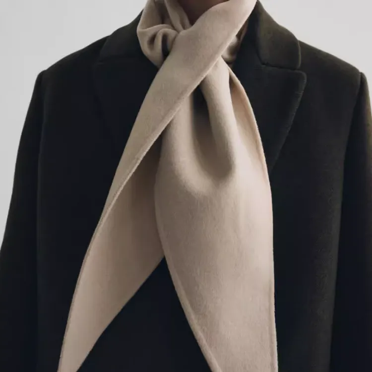 ZARA Wool Knit Scarves Women's Beige/Brown-2