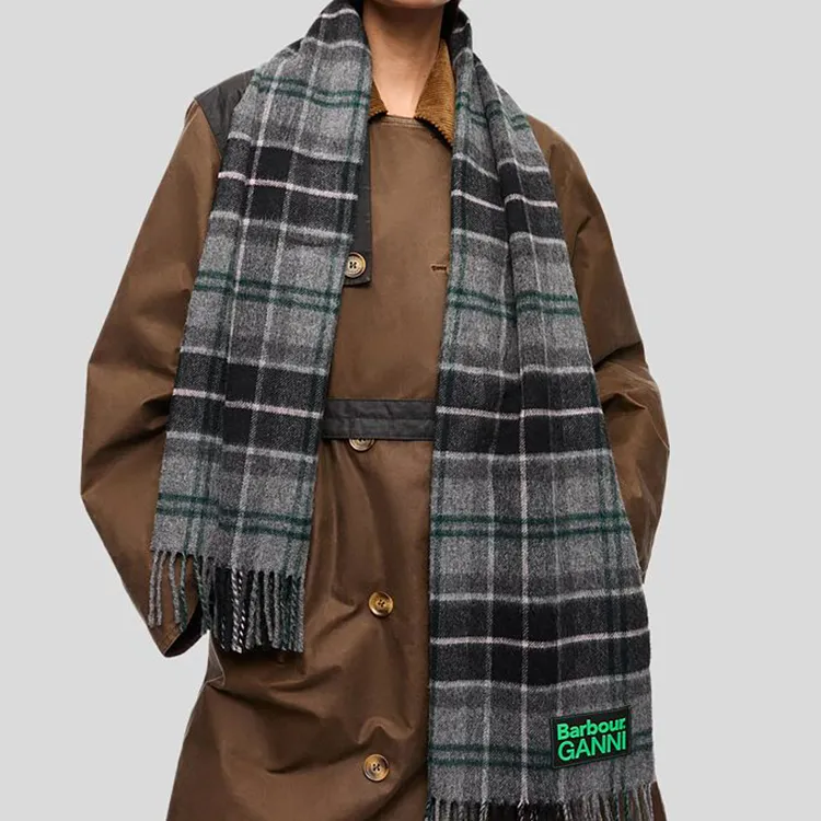 GANNI Sheep Wool Knit Scarves Unisex Black-2