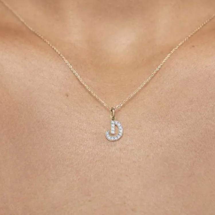 Monica Vinader 14kt Yellow Gold Initial D Diamond Pendant-1