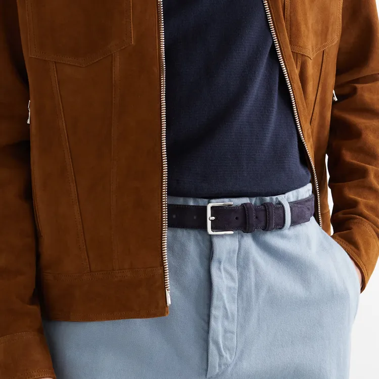 MR P Suede Leather Belts Men's Purple Width: 3CM-1