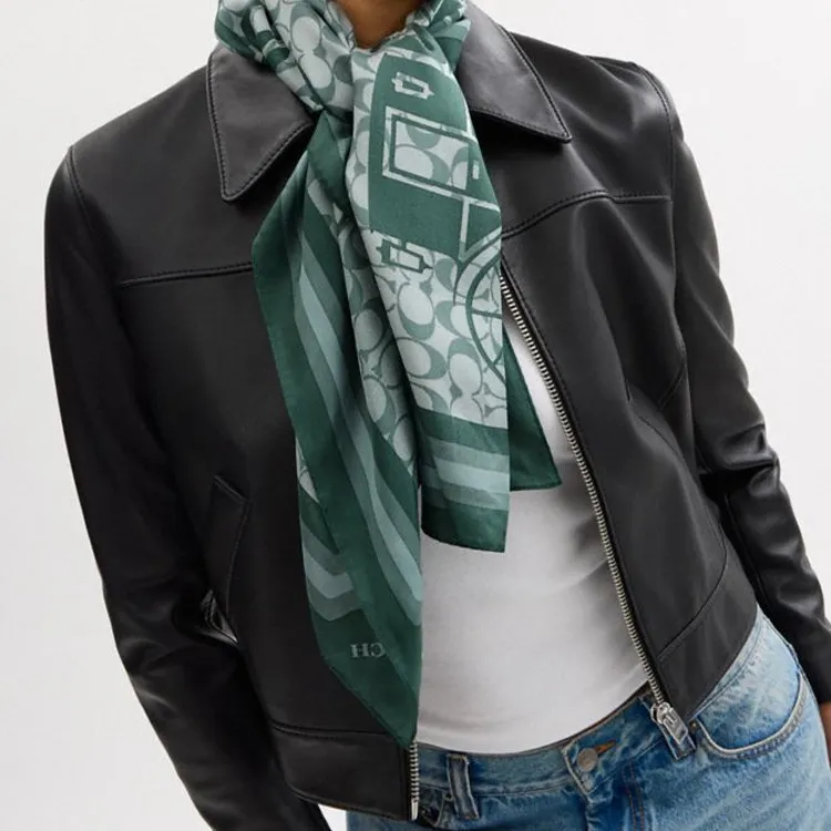 COACH Silk, Silk Scarves Women's Green-1