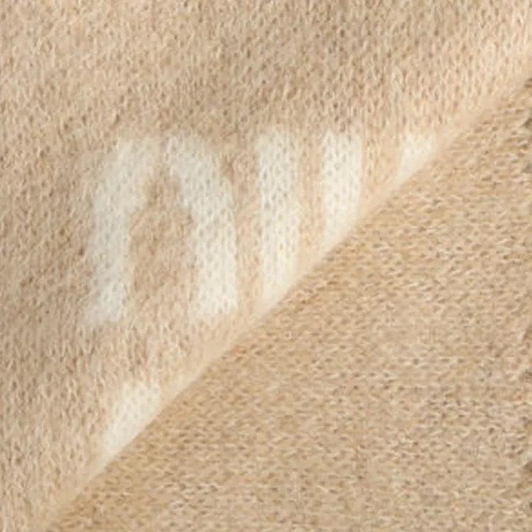 MIU MIU Mohair Polyamide Wool Knit Scarves Women's Beige-1