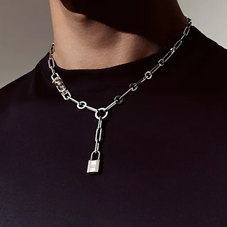 HERMES 925 Sterling Silver Necklaces Unisex Silver-3
