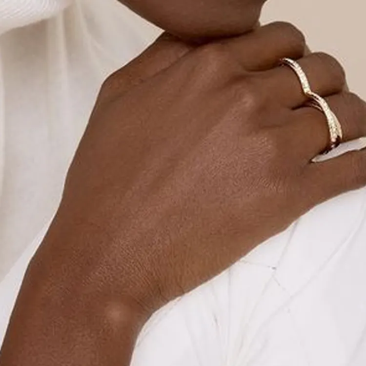 HERMES 18K Rose Gold Diamond Rings Women's Pink Gold-2