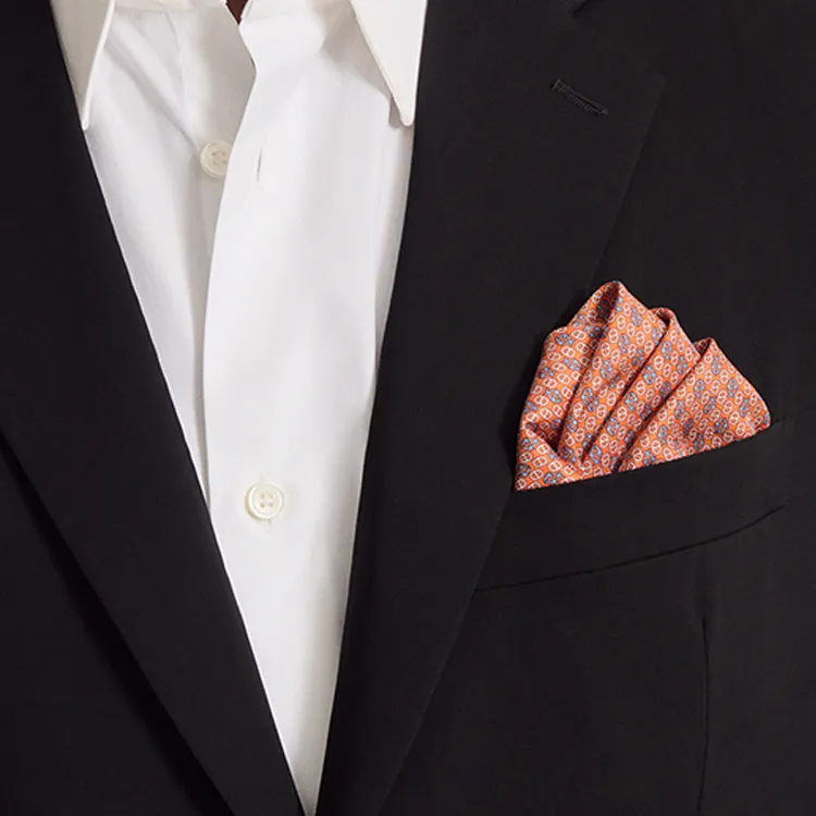 HERMES Vintage Mulberry Silk, Silk Scarves Unisex Orange-1