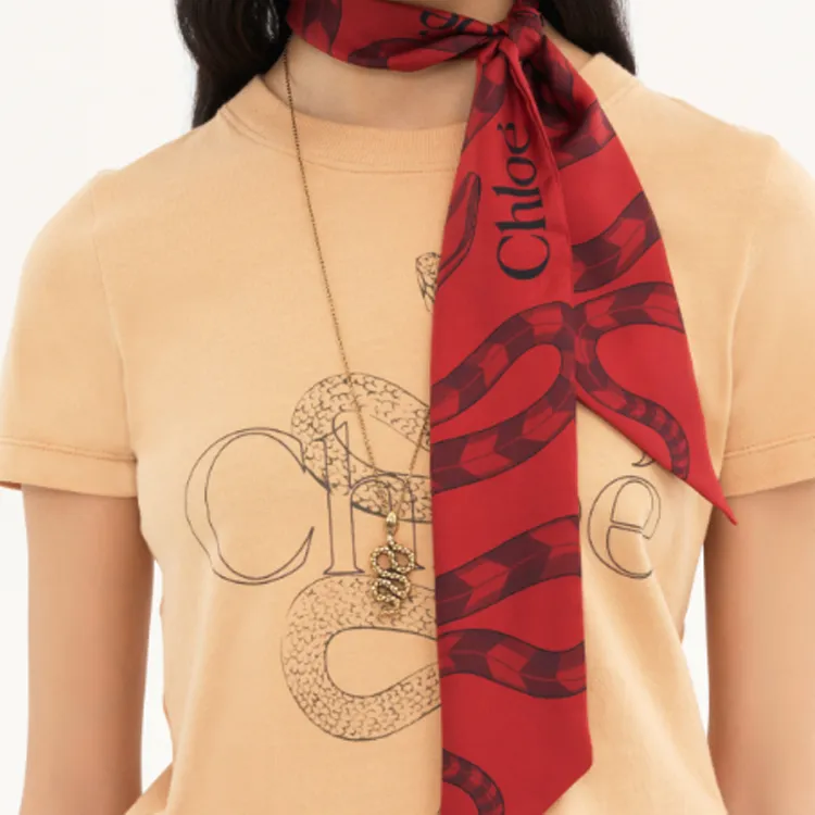 Chloe Silk Silk Scarves Women's Red-2