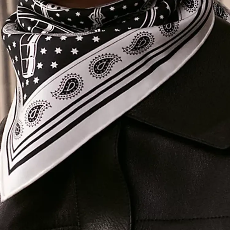 HERMES Silk, Mulberry Silk Scarves Women's Black White-2