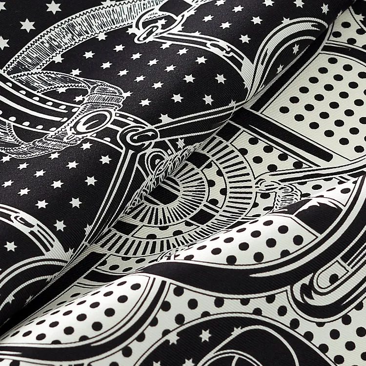 HERMES Silk, Mulberry Silk Scarves Women's Black White-1