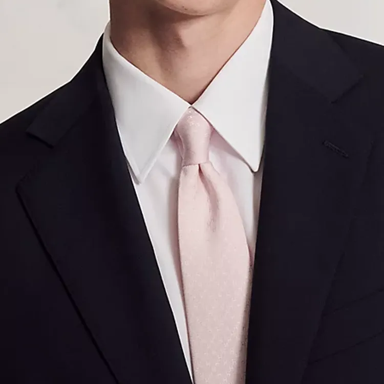 HERMES Silk, Mulberry Silk Ties Men's Pink White-2
