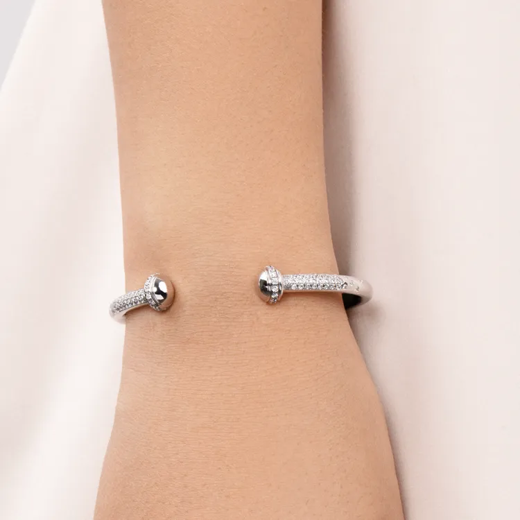 PIAGET Rhodium-Plated 18K White Gold Diamond Bangles Unisex Silver-1