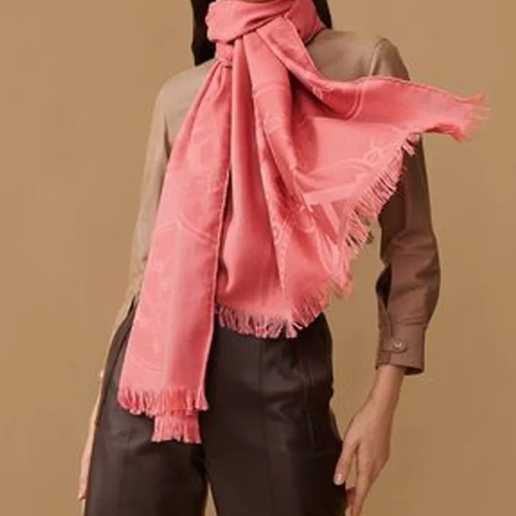 HERMES Cashmere Silk Shawls Women's Pink-2