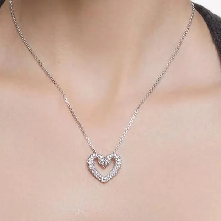 Swarovski Alloy Rhodium-Plated Faux Crystal Necklaces Unisex Silver-2
