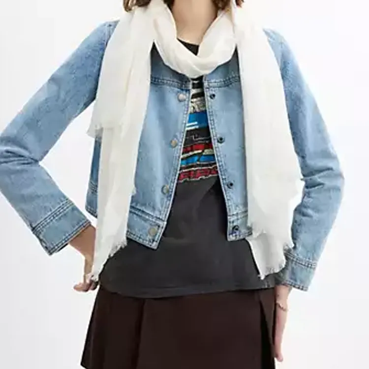 COACH Silk, Cotton Silk, Blend Fabric Knit Scarves Women's Gray-2