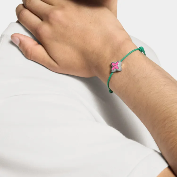 LOUIS VUITTON Metal Cotton Enamel Bracelets Men's Green-2
