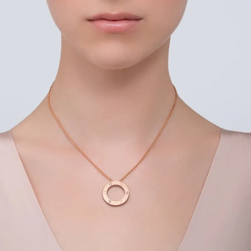 CARTIER Love Necklace Collection 18K Rose Gold Necklaces Women's Rose Gold-3