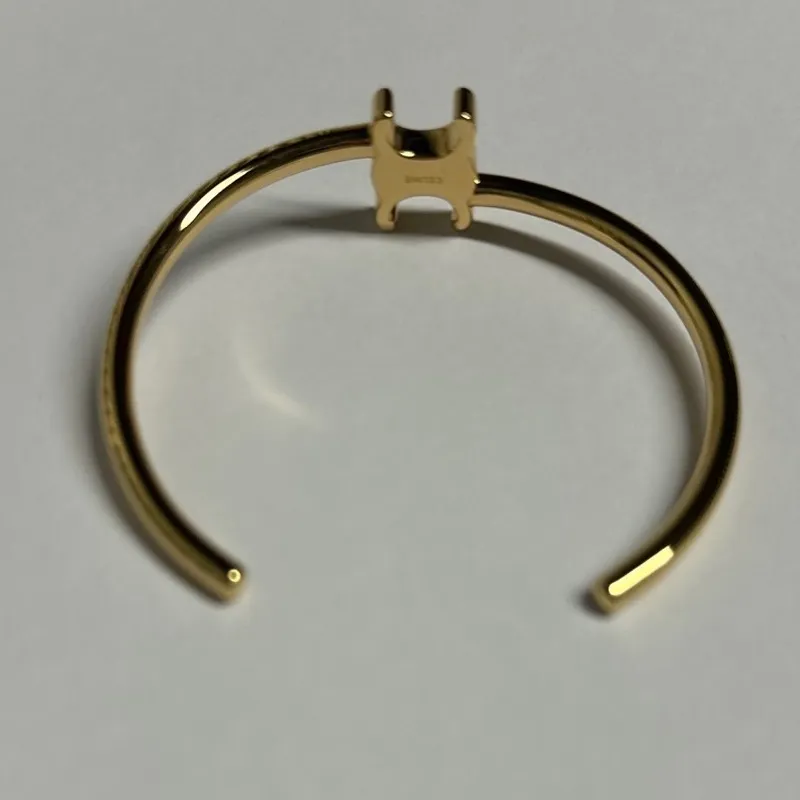 CELINE Triomphe Asymmetric Cuff In Brass With Gold Finish-2