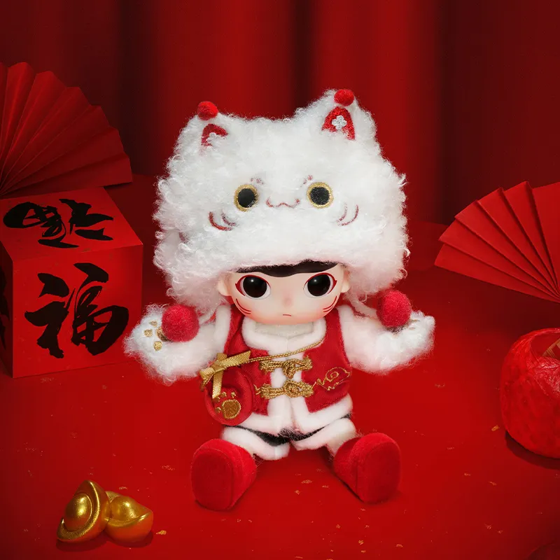 POP MART DIMOO Treasure Lucky Cat 2024 Year Of The Dragon New Year Edition Action Figures 14cm-2