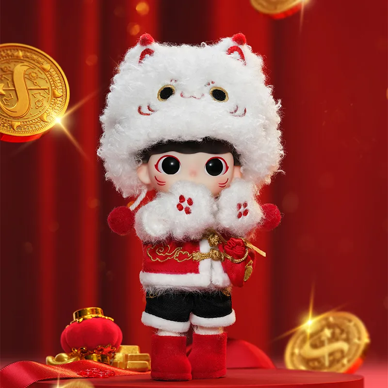 POP MART DIMOO Treasure Lucky Cat 2024 Year Of The Dragon New Year Edition Action Figures 14cm-6