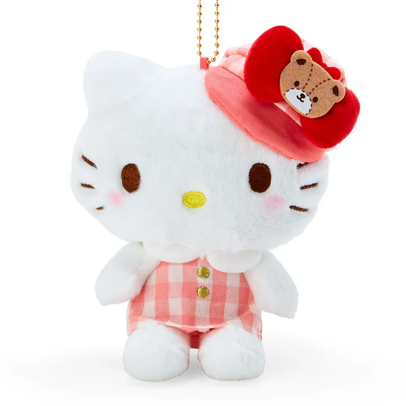 Sanrio Hello Kitty Colorful Plaid Newsboy Cap Dolls Plush Pendant 16cm High-2
