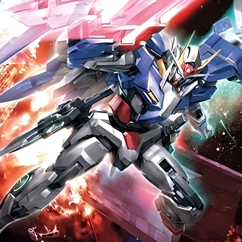 BANDAI MG Mobile Suit Gundam 00V Gundam 00 GN 0000+GNR 010 00Raiser Model Kits 18cm-3