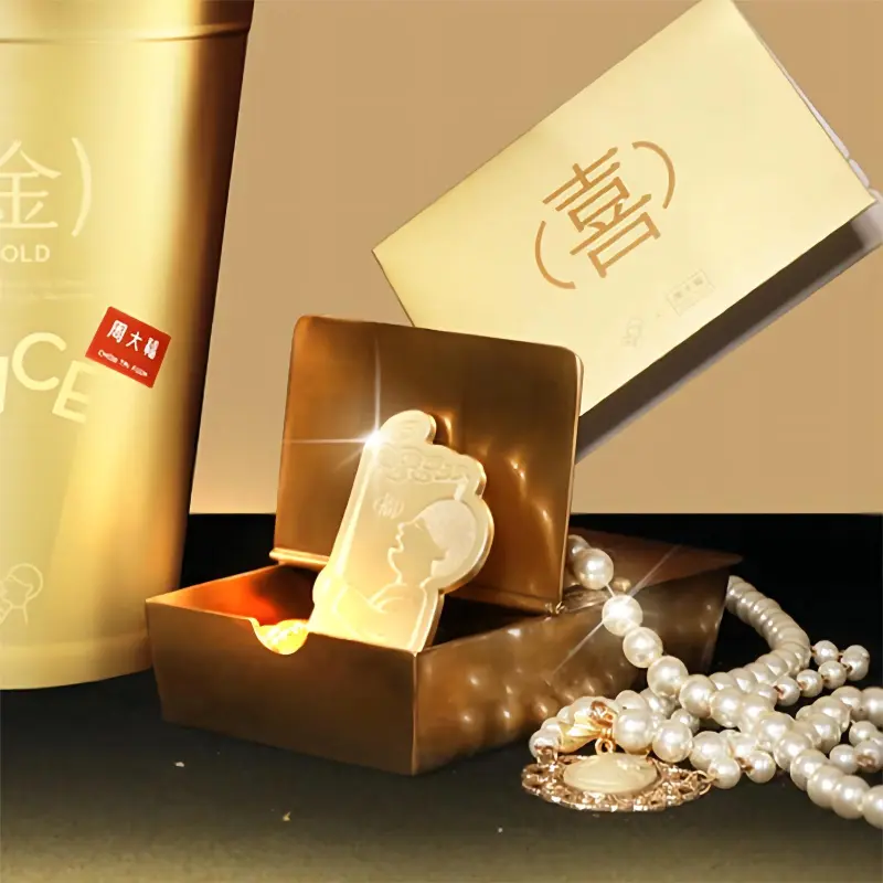 HEYTEA x CHOW TAI FOOK Heytea Golden Joy Double Happiness Axi Golden Badge Zinc Alloy IP Merch Gold-1