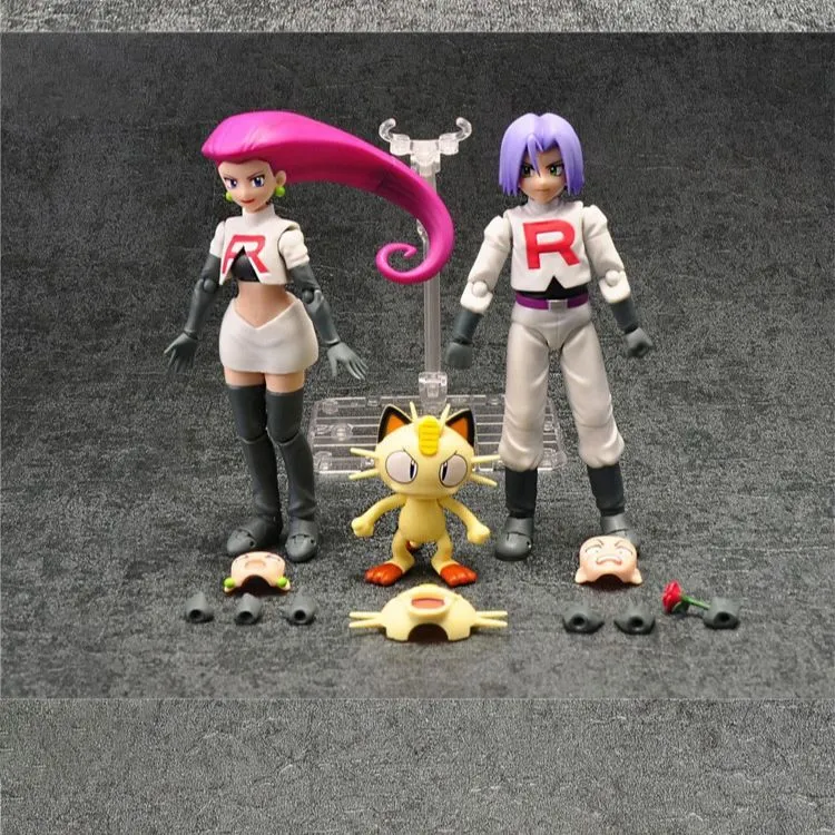 BANDAI Pokemon Bandai SHF Pokémon Team Rocket Action Figure Scale Figures 14cm/6cm-3