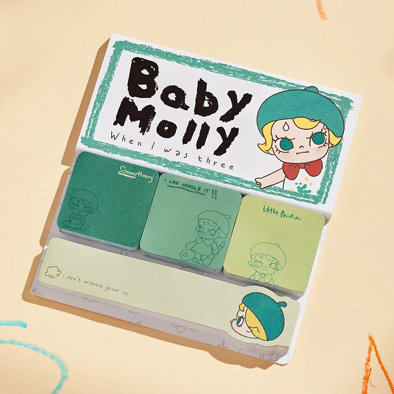 POP MART When I Was Three Years Old Collection BABY Molly Sticky Notes Combination Trend Based Products-1