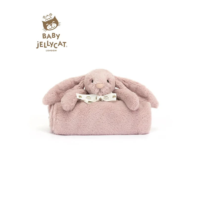 JELLYCAT Personalised Bashful Luxe Bunny Rosa Blankie-4
