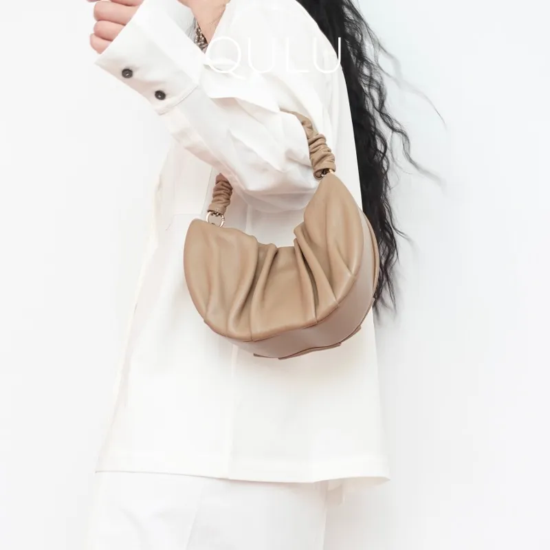 QULU Lambskin Shoulder Bag Regular Women's White/Milk Coffee/Olive Green/Light Blue/Custard/Light Purple-10