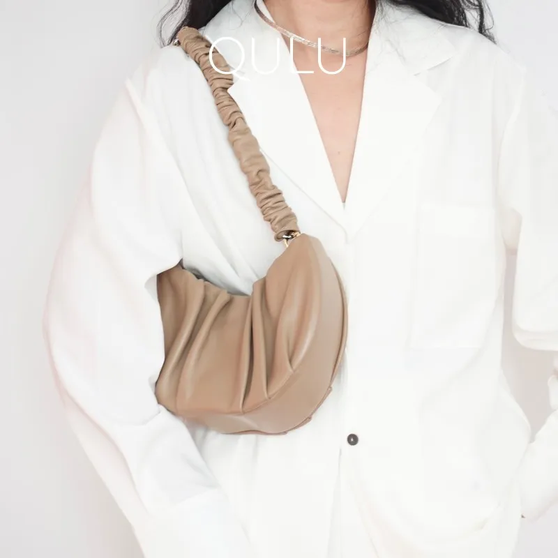 QULU Lambskin Shoulder Bag Regular Women's White/Milk Coffee/Olive Green/Light Blue/Custard/Light Purple-11