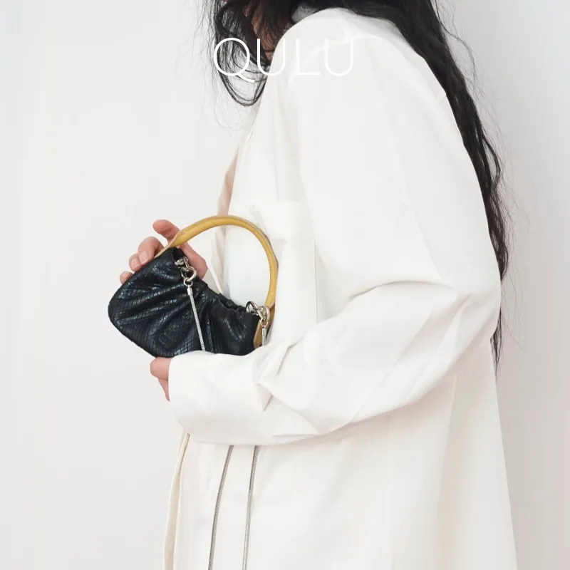 QULU Sheepskin Shoulder Bag Crossbody Bag Handbag Mini Women's White-30