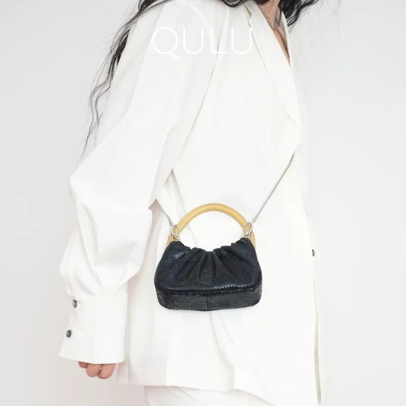 QULU Sheepskin Shoulder Bag Crossbody Bag Handbag Mini Women's White-26