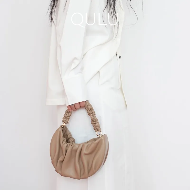 QULU Lambskin Shoulder Bag Regular Women's White/Milk Coffee/Olive Green/Light Blue/Custard/Light Purple-13