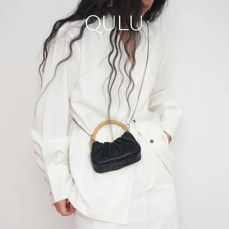 QULU Sheepskin Shoulder Bag Crossbody Bag Handbag Mini Women's White-24
