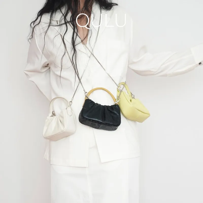 QULU Sheepskin Shoulder Bag Crossbody Bag Handbag Mini Women's White-31