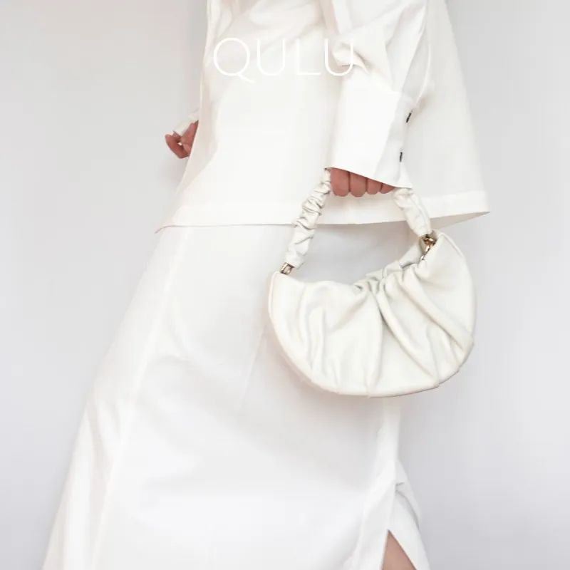 QULU Lambskin Shoulder Bag Regular Women's White/Milk Coffee/Olive Green/Light Blue/Custard/Light Purple-2