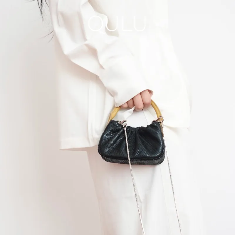 QULU Sheepskin Shoulder Bag Crossbody Bag Handbag Mini Women's White-27