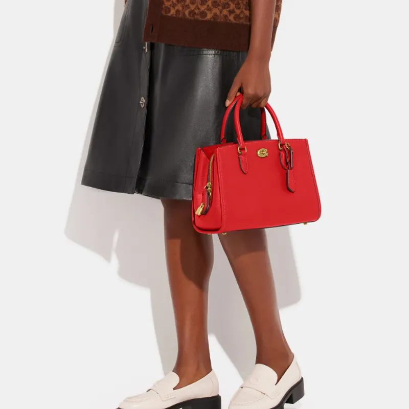 COACH Brooke Cow Leather Handbag Shoulder Bag Crossbody Bag Large Size Women's Red-3