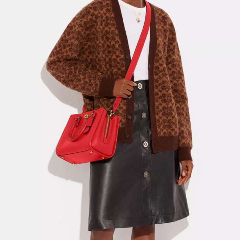 COACH Brooke Cow Leather Handbag Shoulder Bag Crossbody Bag Large Size Women's Red-4