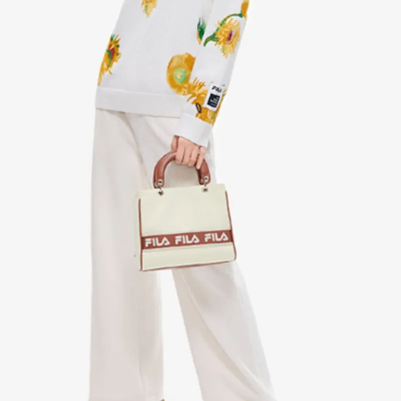 FILA PU Portable Small Bag Trendy Bag, Shoulder Bag, Crossbody Bag Regular Women's Calamus White-3